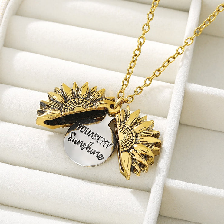 Sunflower Stainless Steel Open Locket Necklaces - Positivity and Radiance