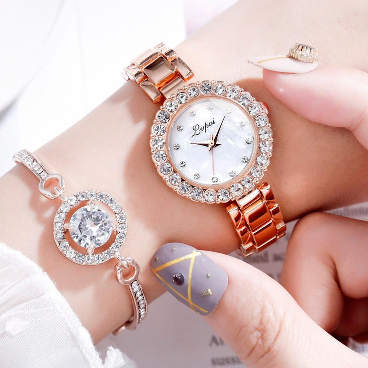 Elevate Your Style: Brand Luxury Bracelet Watches Set – Fashion Geometric Bangle Quartz Clock for Ladies