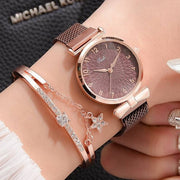 Pink Dial Elegance: Luxury Women's Bracelet Quartz Watch