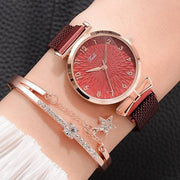 Pink Dial Elegance: Luxury Women's Bracelet Quartz Watch