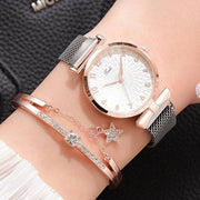 Pink Dial Elegance: Luxury Women's Bracelet Quartz Watch