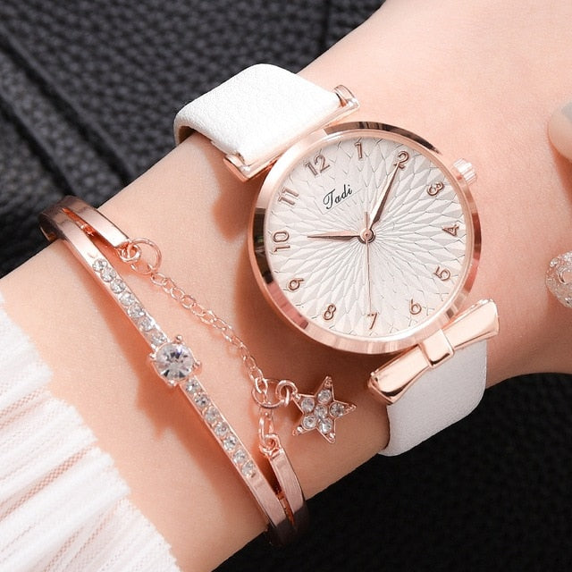 Pink Dial Elegance: Luxury Women's Bracelet Quartz Watch