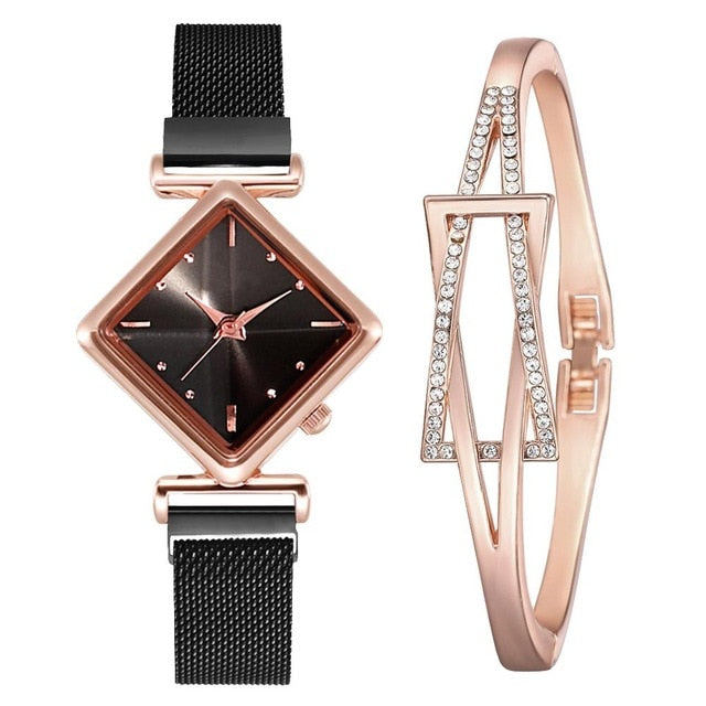 Square Elegance: Luxury Women's Quartz Watch – Ideal Gift