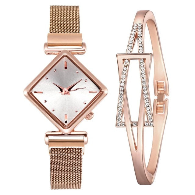 Square Elegance: Luxury Women's Quartz Watch – Ideal Gift