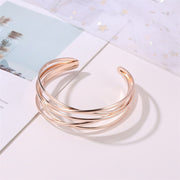 Simple Metal Crossed Opening Bangle Bracelet - Modern Elegance