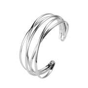 Simple Metal Crossed Opening Bangle Bracelet - Modern Elegance