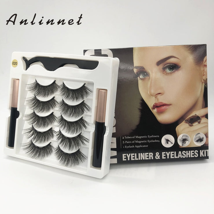 5 pairs of magnetic false eyelashes with eyeliner