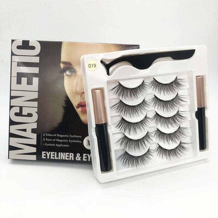 5 pairs of magnetic false eyelashes with eyeliner