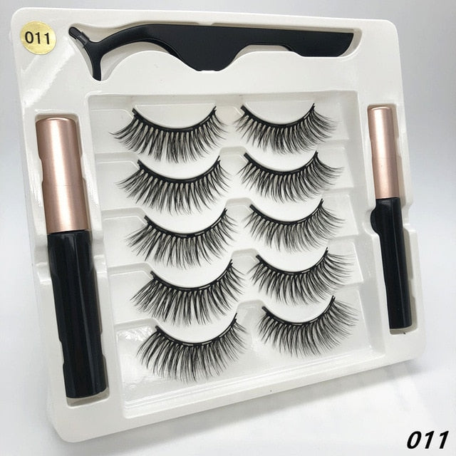 5 pairs of magnetic false eyelashes with eyeliner