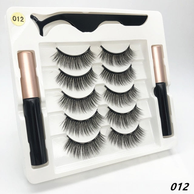 5 pairs of magnetic false eyelashes with eyeliner