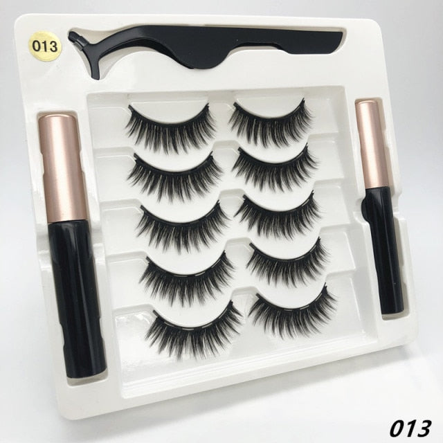 5 pairs of magnetic false eyelashes with eyeliner