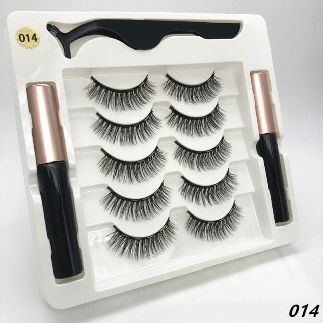 5 pairs of magnetic false eyelashes with eyeliner