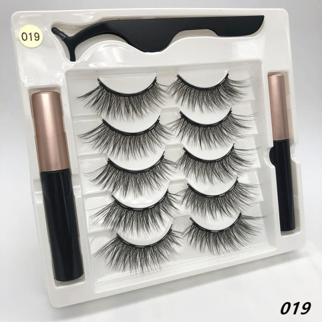 5 pairs of magnetic false eyelashes with eyeliner