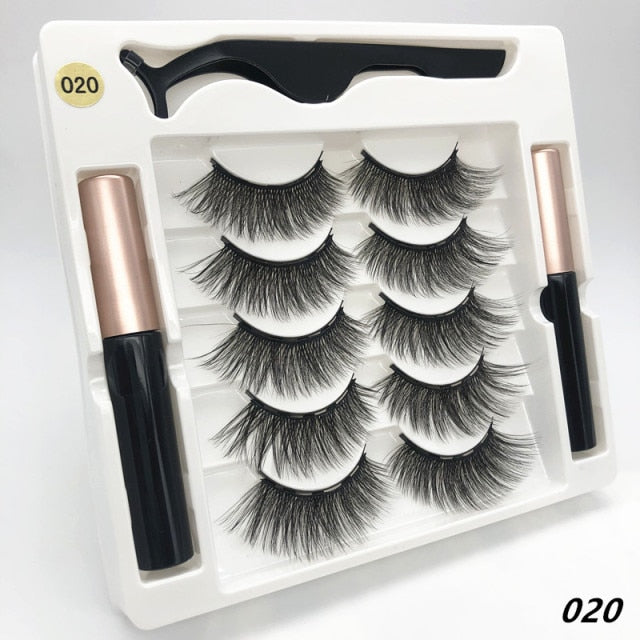 5 pairs of magnetic false eyelashes with eyeliner