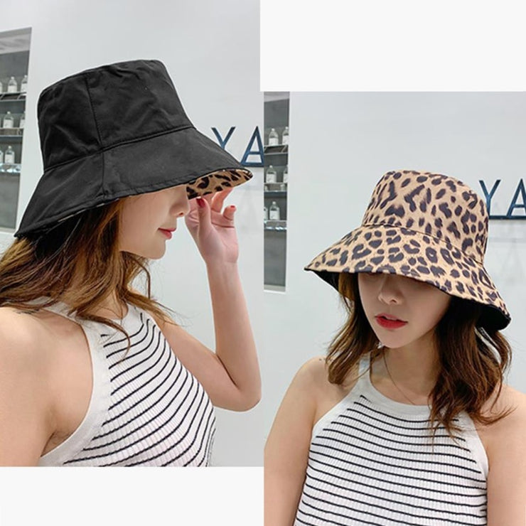 Leopard Elegance: Women's Double-Sided Panama Hat for Stylish Summer Days