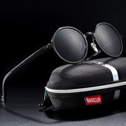 BARCUR Retro Round Sunglasses - Hot Black Goggle Style