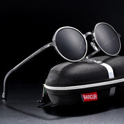 BARCUR Retro Round Sunglasses - Hot Black Goggle Style