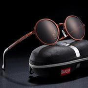 BARCUR Retro Round Sunglasses - Hot Black Goggle Style