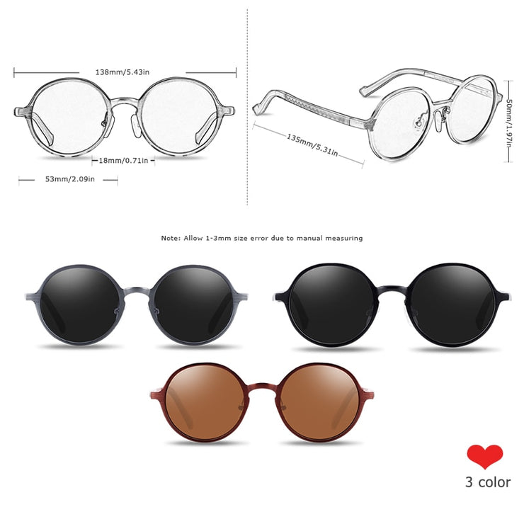 BARCUR Retro Round Sunglasses - Hot Black Goggle Style