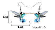 Flying Violet Sabrewing Hummingbird Bird Earrings