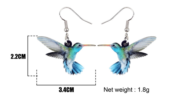 Flying Violet Sabrewing Hummingbird Bird Earrings