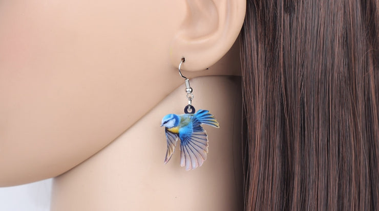 Flying Violet Sabrewing Hummingbird Bird Earrings