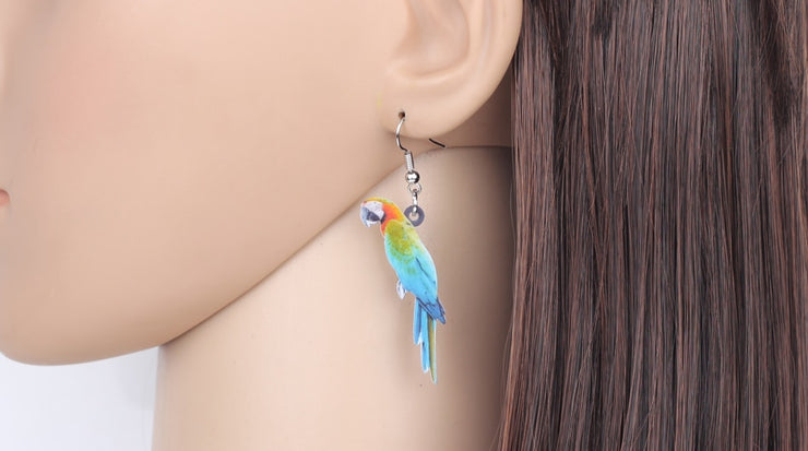 Flying Violet Sabrewing Hummingbird Bird Earrings