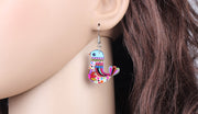 Flying Violet Sabrewing Hummingbird Bird Earrings