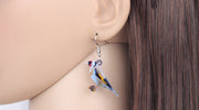 Flying Violet Sabrewing Hummingbird Bird Earrings