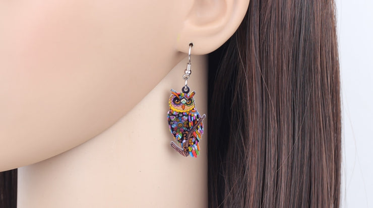 Flying Violet Sabrewing Hummingbird Bird Earrings