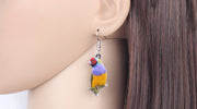 Flying Violet Sabrewing Hummingbird Bird Earrings