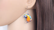 Flying Violet Sabrewing Hummingbird Bird Earrings