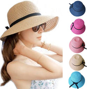 Sun-Kissed Elegance: Women's Bow Straw Beige Wide Brim Hat