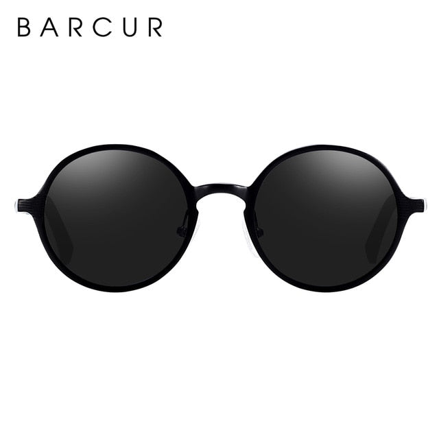 BARCUR Retro Round Sunglasses - Hot Black Goggle Style