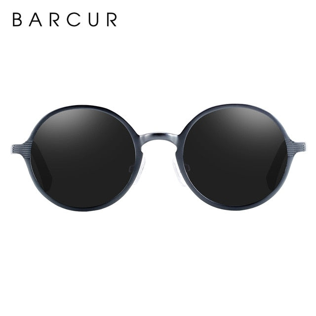 BARCUR Retro Round Sunglasses - Hot Black Goggle Style