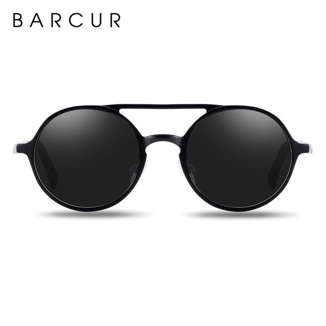 BARCUR Retro Round Sunglasses - Hot Black Goggle Style