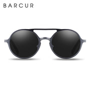 BARCUR Retro Round Sunglasses - Hot Black Goggle Style