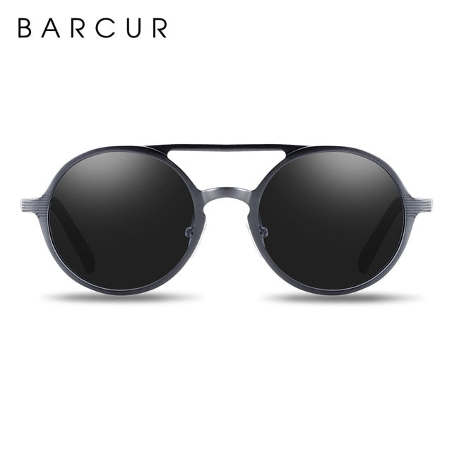 BARCUR Retro Round Sunglasses - Hot Black Goggle Style