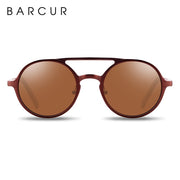 BARCUR Retro Round Sunglasses - Hot Black Goggle Style