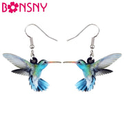 Flying Violet Sabrewing Hummingbird Bird Earrings