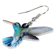 Flying Violet Sabrewing Hummingbird Bird Earrings