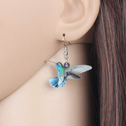 Flying Violet Sabrewing Hummingbird Bird Earrings