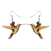 Flying Violet Sabrewing Hummingbird Bird Earrings