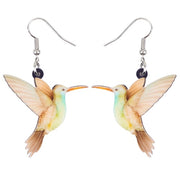 Flying Violet Sabrewing Hummingbird Bird Earrings