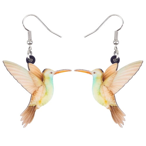 Flying Violet Sabrewing Hummingbird Bird Earrings