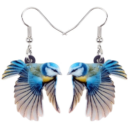 Flying Violet Sabrewing Hummingbird Bird Earrings