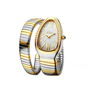 Serpentine Splendor: Unique Gold Quartz Ladies Watch with Snake Shape Design