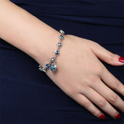 Shiny Blue Rhinestone Ocean Heart Bracelet