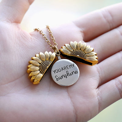 Sunflower Stainless Steel Open Locket Necklaces - Positivity and Radiance