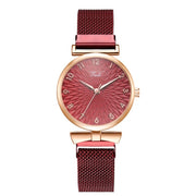 Elegant Magnetic Mesh Watches Set with Rose Detailing